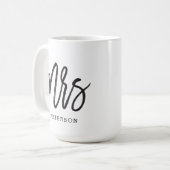 Brushed Calligraphy Mrs Wedding Bride Tasse (Vorderseite Links)