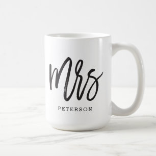 Brushed Calligraphy Mrs Wedding Bride Tasse