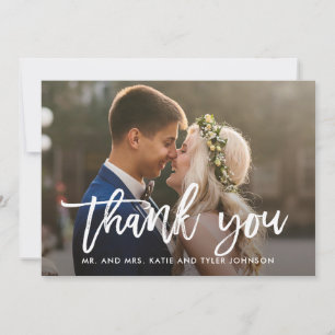 Brushed Charm Hochzeit Danke Foto Card Weiß