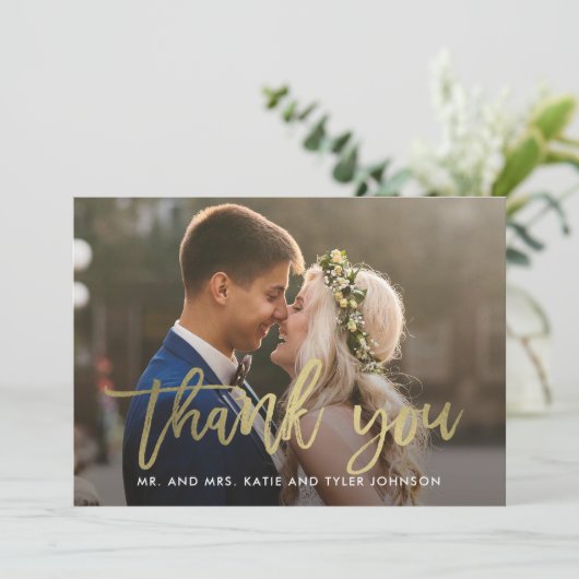 Brushed Charm Wedding Danke, Card Imitats Foil Dankeskarte (Stehend Vorderseite)