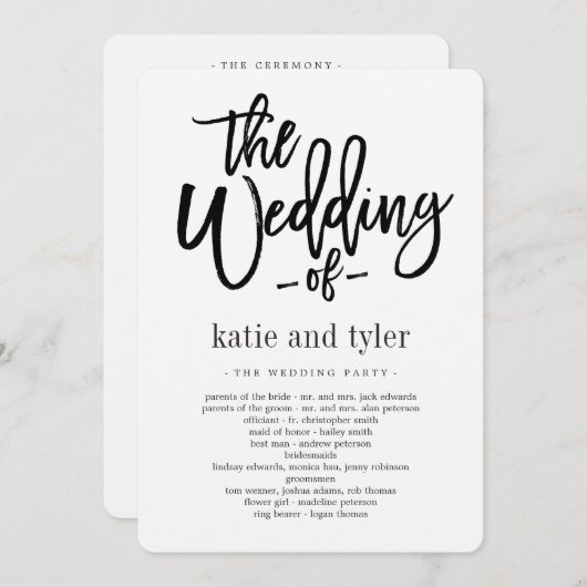 Brushed Charm Wedding Zeremony Programm (Vorne/Hinten)