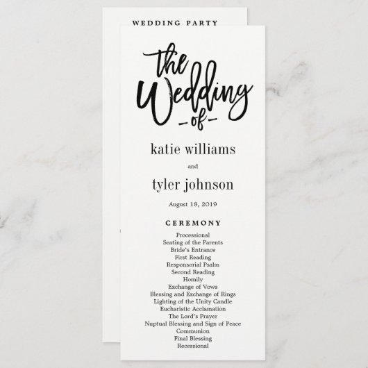 Brushed Charm Wedding Zeremony Programm (Vorne/Hinten)