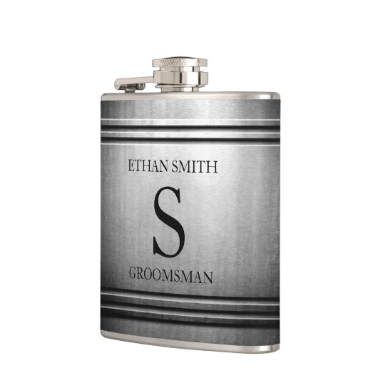 Brushed Chrome Sleek Personalisiert Flask für HIM Flachmann (Links)