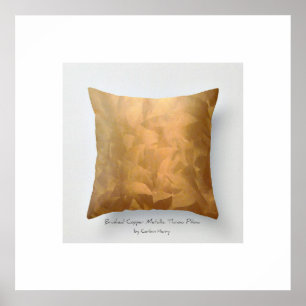 Brushed Copper Metallic Throw Pillow Art Print Poster