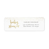 Brushed Gold Baby Dusche Rücksendeadresse (Vorne)