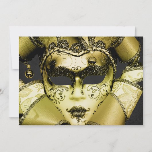 Brushed Gold Mardi Gras Masquerade Einladung (Rückseite)