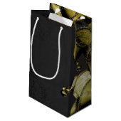 Brushed Gold Mardi Gras Masquerade Kleine Geschenktüte (Rückseite Schrägansicht)