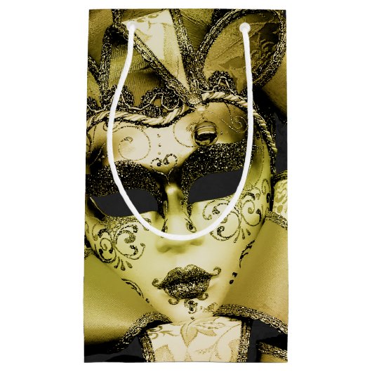 Brushed Gold Mardi Gras Masquerade Kleine Geschenktüte (Vorderseite)