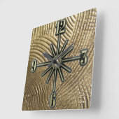 Brushed Gold Pattern Sunburst Dial Wall Clock Quadratische Wanduhr (Winkel)