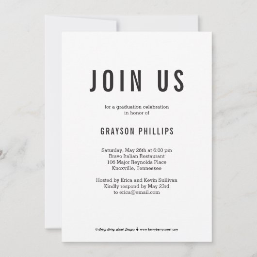 Brushed Grad Abschluss Ankündigung Einladung (Rückseite)