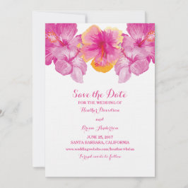 Brushed Hibiskus Floral Save the Date Einladung