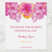 Brushed Hibiskus Floral Wedding Weinetikett (Einzelnes Label)