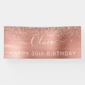 Brushed Metal Birthday Rose Gold Glitzer Girly Banner (Horizontal)
