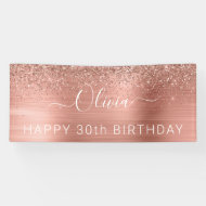 Brushed Metal Birthday Rose Gold Glitzer Girly Banner