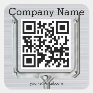 Brushed Metal Firmenname QR-Code Quadratischer Aufkleber