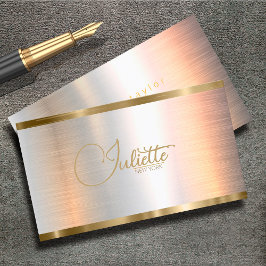 Brushed Metal Gold Banding Calligraphy ID801 Visitenkarte