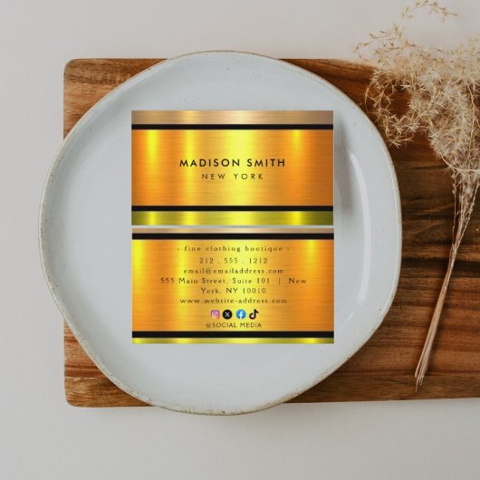 Brushed Metal Gold Banding ID801 Business Card Visitenkarte