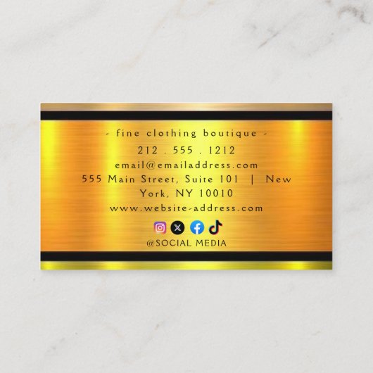 Brushed Metal Gold Banding ID801 Business Card Visitenkarte (Rückseite)