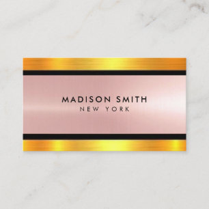 Brushed Metal Gold Banding ID801 Business Card Visitenkarte