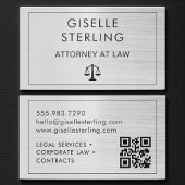Brushed Metal Lawyer Attorney at Law QR Code Visitenkarte