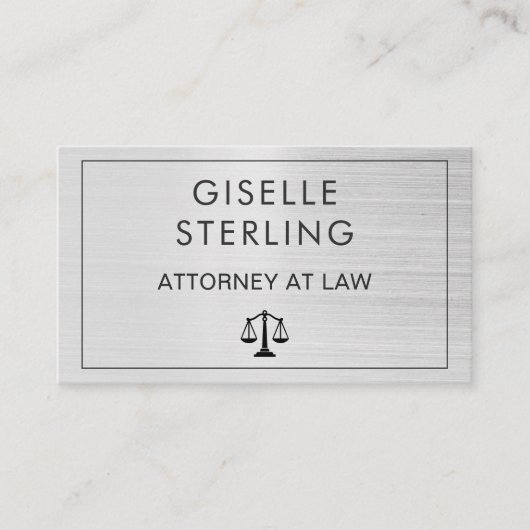 Brushed Metal Lawyer Attorney at Law QR Code Visitenkarte (Vorderseite)