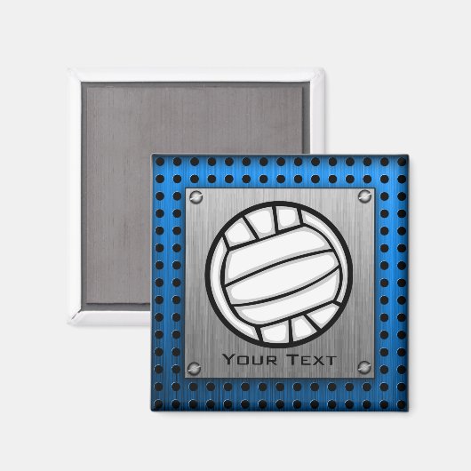Brushed Metal look Volleyball Magnet (Vorderseite/Rückseite)