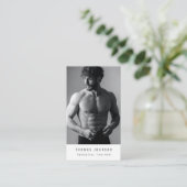 Brushed Metal Personal Trainer Fitness Photo Visitenkarte (Stehend Vorderseite)