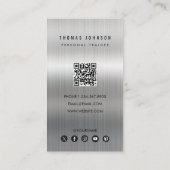 Brushed Metal Personal Trainer Fitness Photo Visitenkarte (Rückseite)