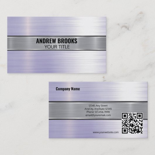 Brushed Metal | QR Business Card Visitenkarte (Vorne/Hinten)