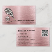 Brushed Metal Rose Gold Quill QR Mobile Notar Visitenkarte (Vorne/Hinten)