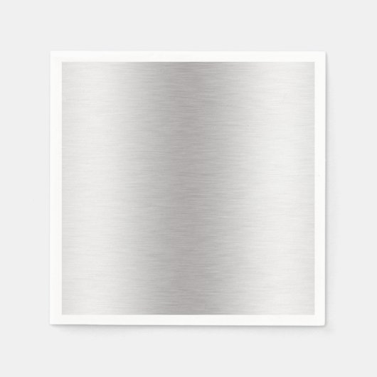 Brushed Metal Silver Shine Paper Napkin Serviette (Vorderseite)