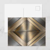 Brushed Metallic Geometric Diamond Pattern Ankündigungspostkarte (Vorne/Hinten)