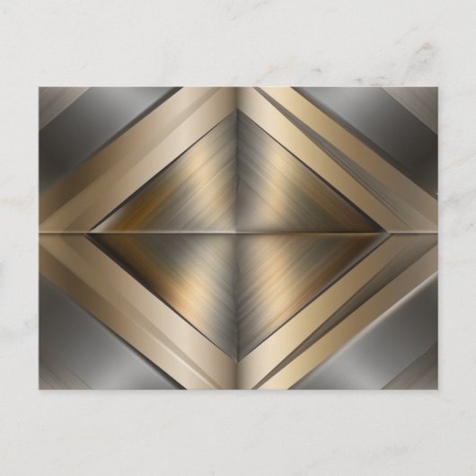 Brushed Metallic Geometric Diamond Pattern Ankündigungspostkarte (Vorderseite)