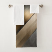 Brushed Metallic Geometric Diamond Pattern Badhandtuch Set (Insitu)