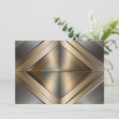 Brushed Metallic Geometric Diamond Pattern Dankeskarte (Stehend Vorderseite)