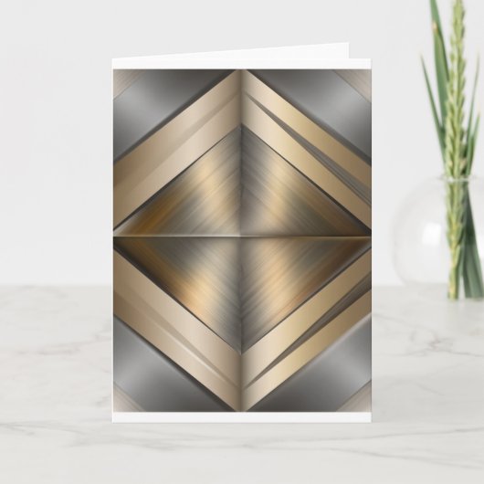 Brushed Metallic Geometric Diamond Pattern Dankeskarte (Vorderseite)