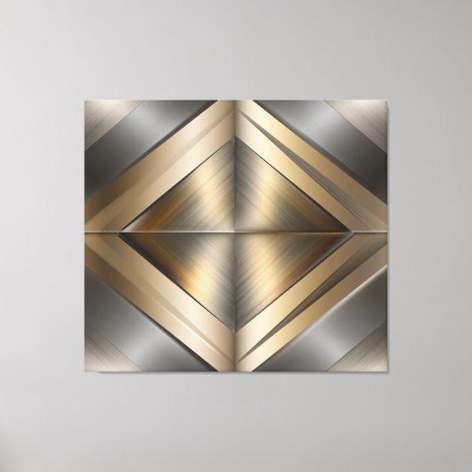 Brushed Metallic Geometric Diamond Pattern Leinwanddruck (Vorderseite)