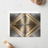 Brushed Metallic Geometric Diamond Pattern Mitteilungskarte (Vorderseite/Rückseite Beispiel)