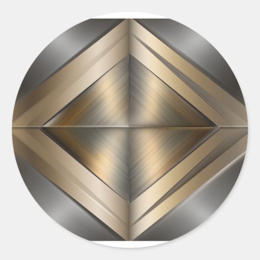 Brushed Metallic Geometric Diamond Pattern Runder Aufkleber (Vorderseite)