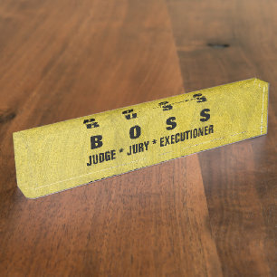 Brushed Metallic Gold Funny Desk Namenplatten. Namensplakette
