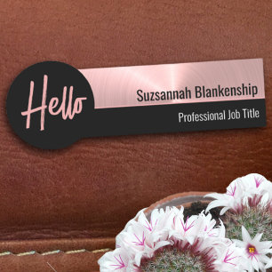 Brushed Rose Gold Imitate Metal Beruflich Hallo Namensschild