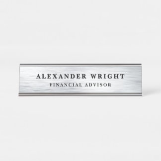 Brushed Silver Financial Advisor Schreibtischnamensplakette