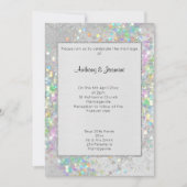 BRUSHED SILVER MARBLE HOLOGRAPHIC PASTEL WEDING EINLADUNG (Vorderseite)