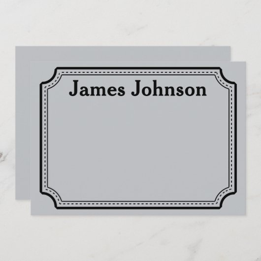 Brushed Silver Retro Bold Serif Desk Name Plate Mitteilungskarte (Vorne/Hinten)