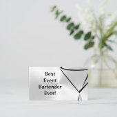 Brushed Steel Event Bartender Business Card Visitenkarte (Stehend Vorderseite)