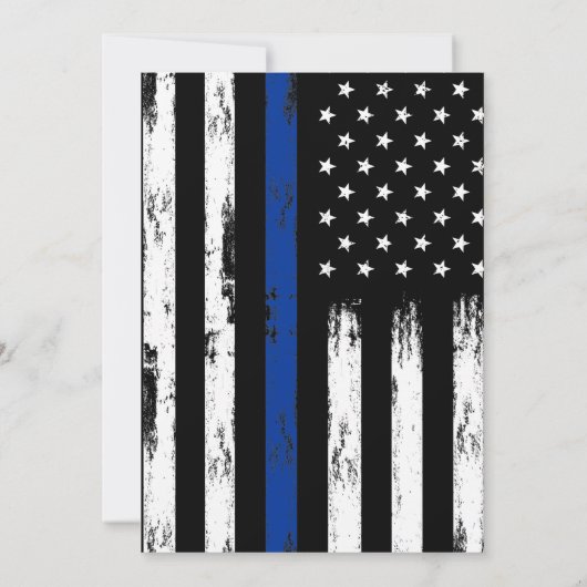 Brushed Thin Blue Line Polizeiamt Abschluss Einladung (Rückseite)