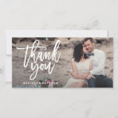 Brushed Wedding Danke Foto Card (Vorderseite)