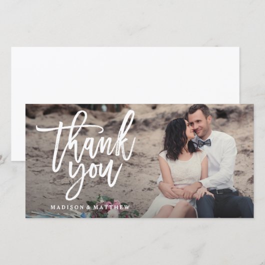 Brushed Wedding Danke Foto Card (Vorne/Hinten)