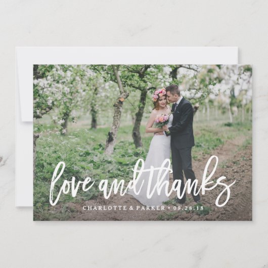 Brushed Wedding Danke Foto Card (Vorderseite)