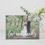 Brushed Wedding Danke Foto Card (Stehend Vorderseite)